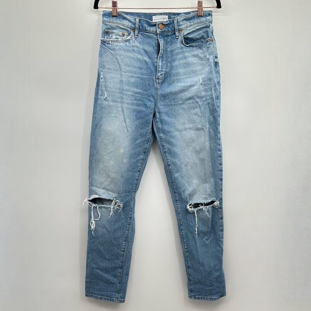 LOFT High Waist Light Wash Boyfriend Jeans 26